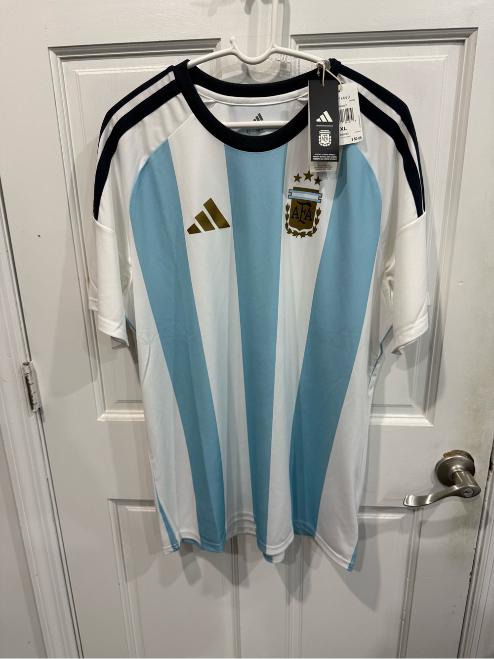 Adidas Slim Fit Jersey - White with Black Logo size- XL